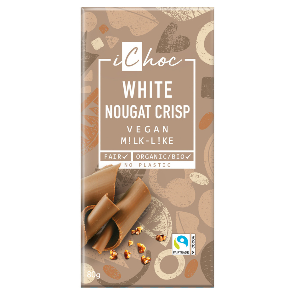 E-shop ICHOC Vegan biely nugát s orieškami BIO 80 g