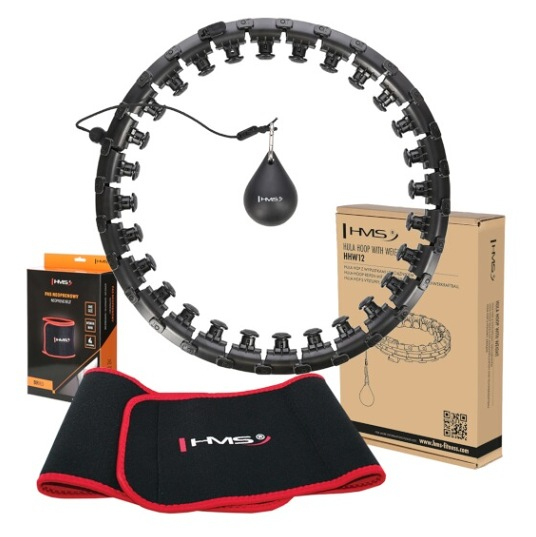 E-shop HMS Sada hula hoop HHW12 so závažím a zoštíhľujúceho pásu čierna BR163