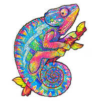 UNIDRAGON Drevené puzzle iridescent chameleón veľkosť M