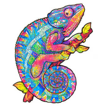 UNIDRAGON Drevené puzzle iridescent chameleón veľkosť M (Vkladačky, spojovačky a puzzle) - Skladacia