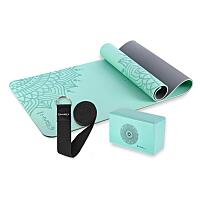 HMS Mentolová sada na jogu podložka YM10, joga blok KJ02 a popruh SJ02