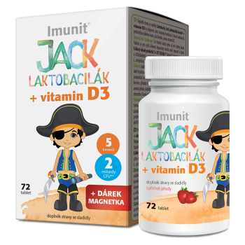 IMUNIT Laktobacily Jack Laktobacilák + vitamín D3 72 tabliet (Vitamíny, multivitamíny pro děti) - Viaczložkové