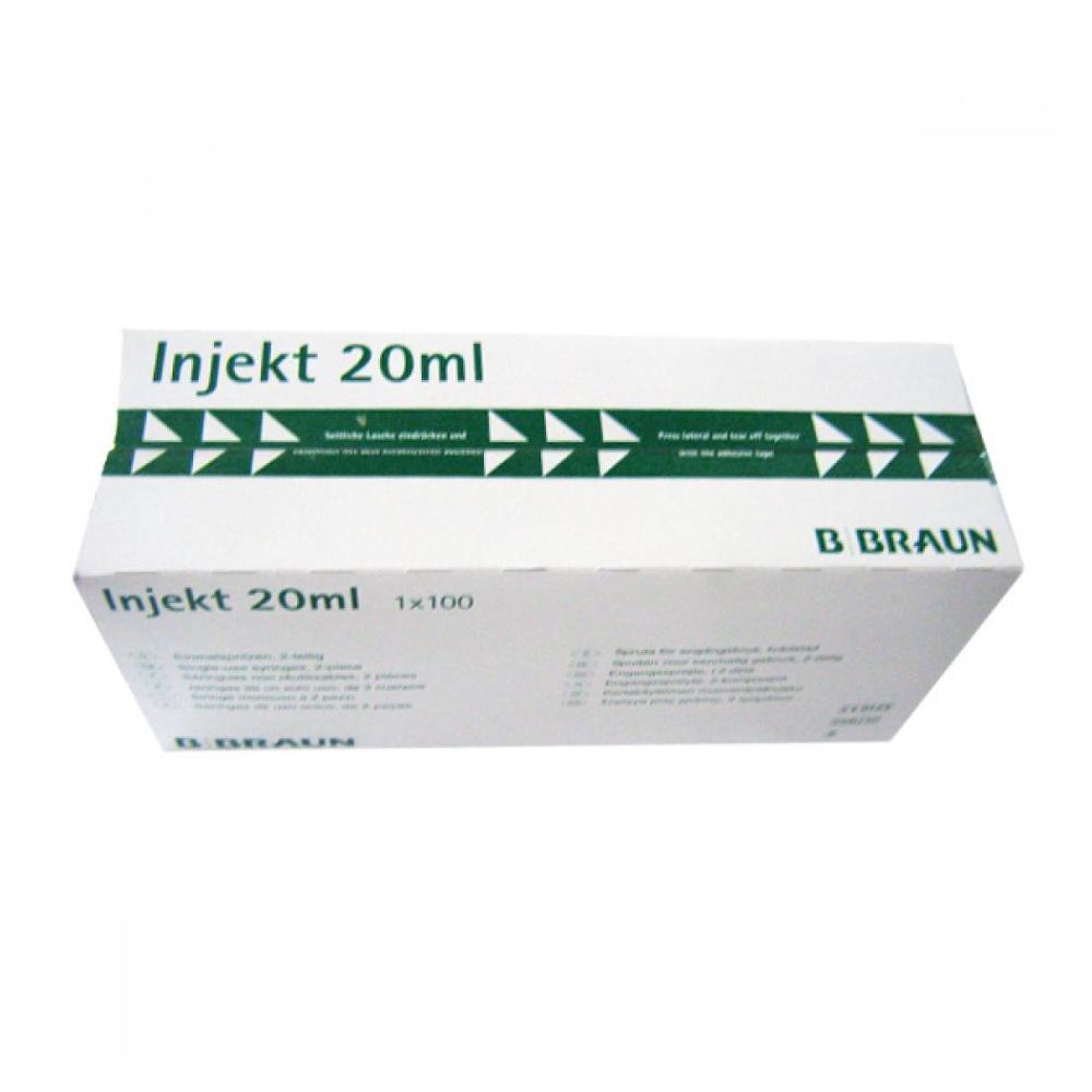 E-shop B.BRAUN Luer injekt 2-dielna 20ml LE sterilná striekačka zelená 100 ks