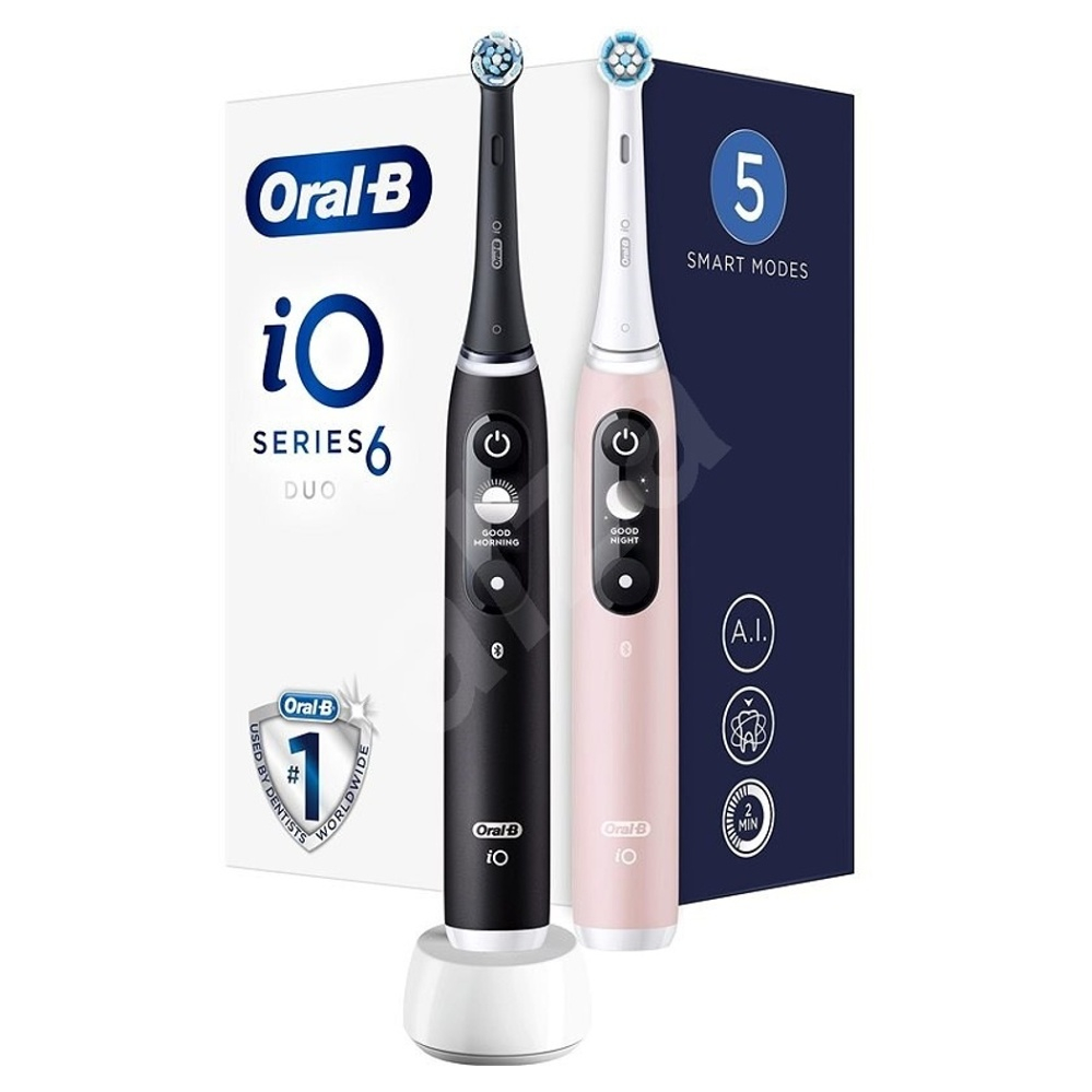 ORAL-B iO6 Series Duo Pack Black / Pink Sand Extra Handle elektrická zubná kefka kúpite na Mojalekaren.sk