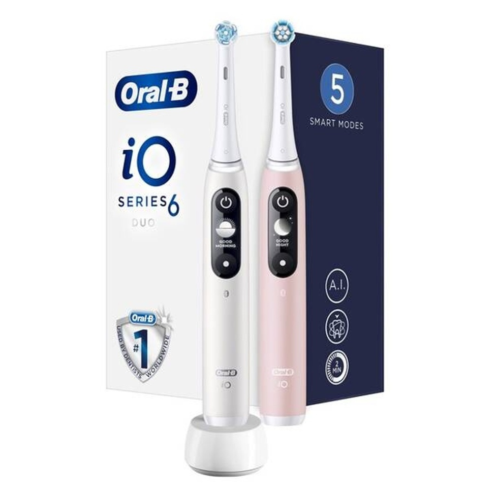 ORAL-B iO6 Series Duo Pack White / Pink Sand Extra Handle elektrická zubná kefka kúpite na Mojalekaren.sk