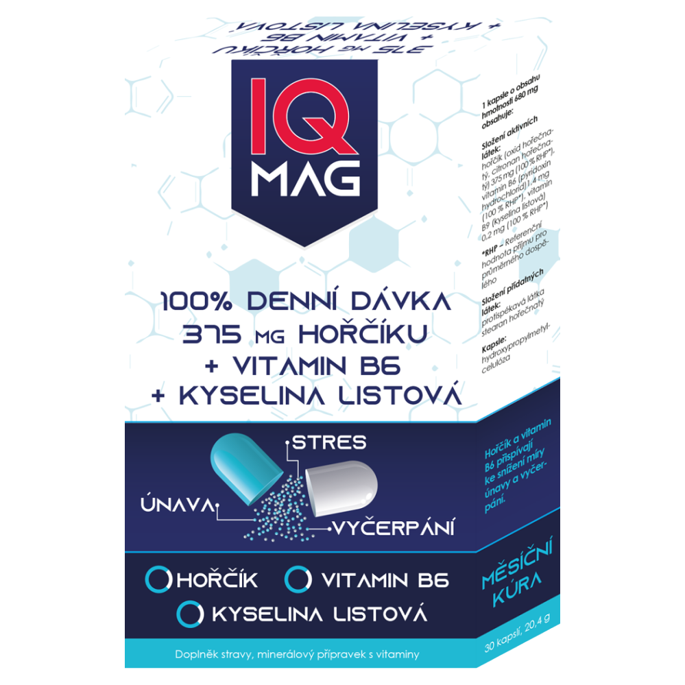 IQ MAG horčík 375 mg + B6 + kyselina listová 30 kapsúl kúpite na Mojalekaren.sk