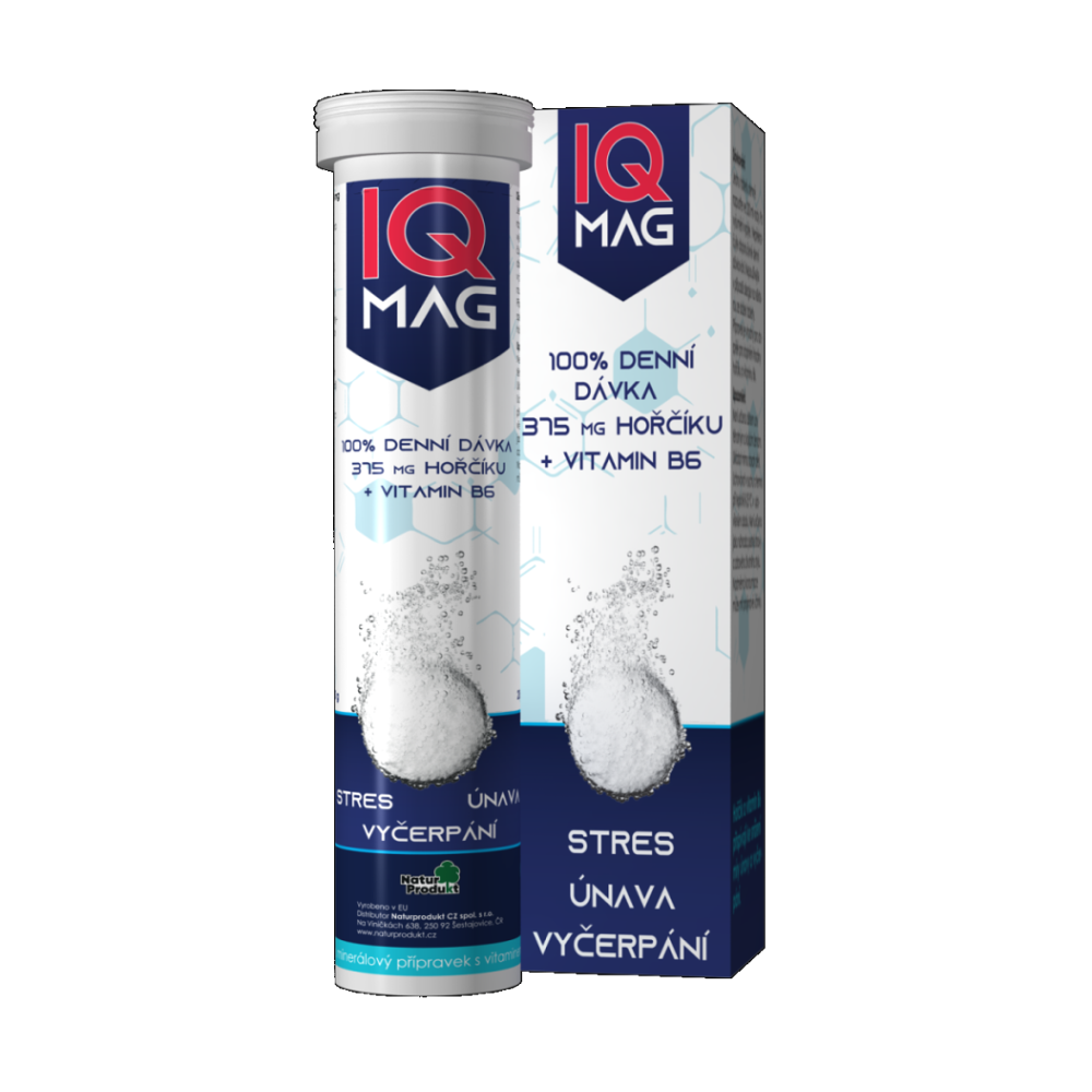 IQ MAG horčík 375 mg + B6 20 šumivých tabliet kúpite na Mojalekaren.sk