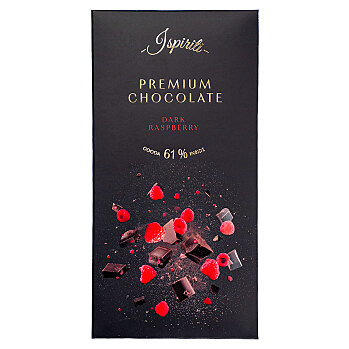 ISPIRITI Horká čokoláda 61% s kúskami malín 80 g (Čokolády) - Horké