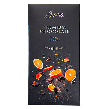 ISPIRITI Horká čokoláda 61% s kúskami pomaranča 80 g (Čokolády) - Horké
