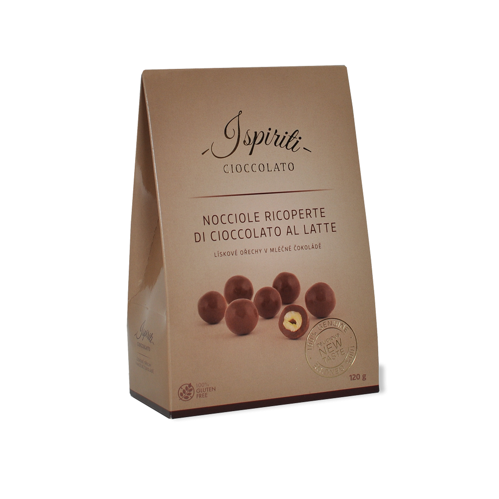 E-shop ISPIRITI Lieskové orechy v mliečnej čokoláde 120 g