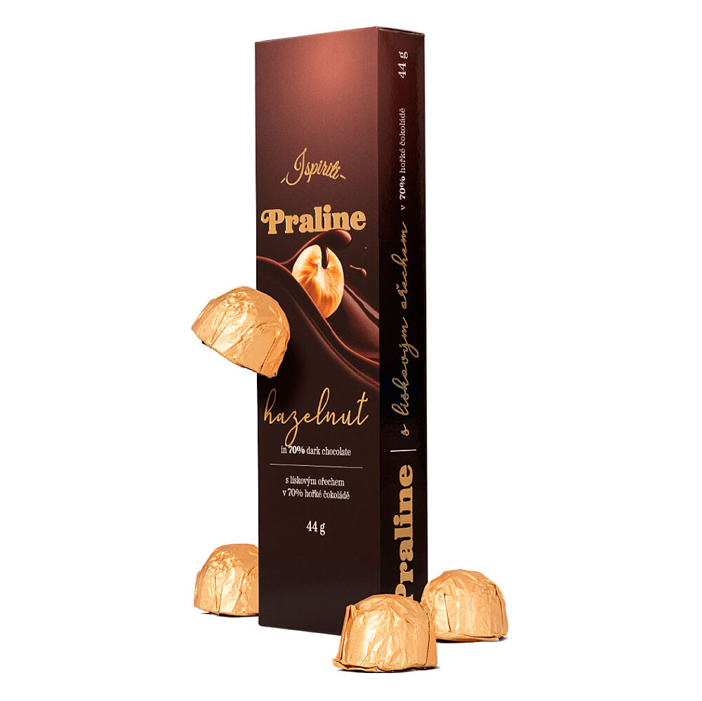 E-shop ISPIRITI Praline s lieskovým orechom v 70% horkej čokoláde 44 g