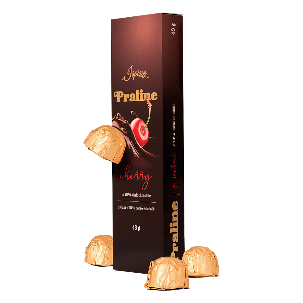 E-shop ISPIRITI Praline s višňou v 70% horkej čokoláde 48 g