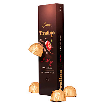 ISPIRITI Praline s višňou v 70% horkej čokoláde 48 g (Čokolády) - Horké