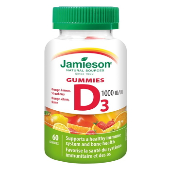 JAMIESON Vitamín D3 1000IU Gummies 60 želatínových pastiliek