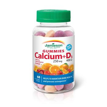 JAMIESON Calcium 250 mg + Viatmin D 400 IU 60 želatínových pastiliek