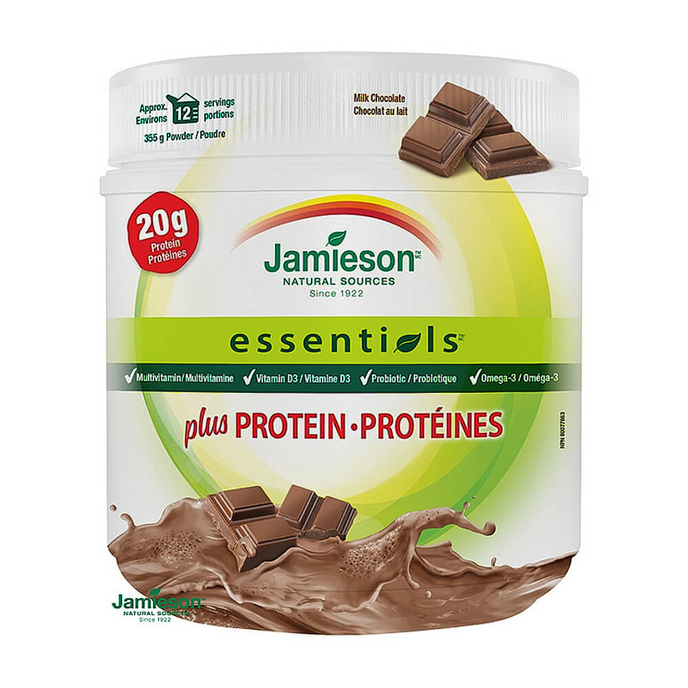Obrázok JAMIESON ESSENTIALS PLUS PROTEÍN prášok s príchuťou mliečnej čokolády 1 x 355 g