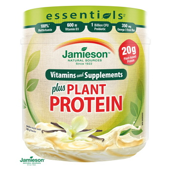 JAMIESON Essentials™ plus rastlinný proteín s príchuťou vanilky a javorového sirupu 350 g