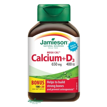 JAMIESON Mega Cal™ Vápnik 650 mg s vitamínom D3 400 IU 120 tabliet