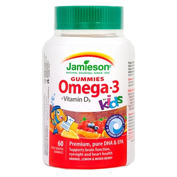 JAMIESON Omega-3 Kids Gummies žuvacie pektínové pastilky pre deti 60 kusov