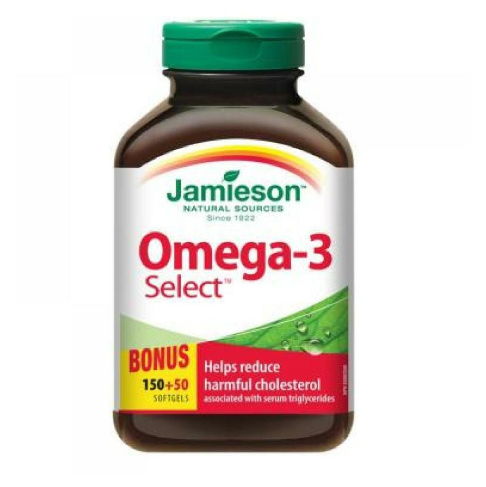 Jamieson Omega-3 Select tobolky pre normálnu činnosť srdca a mozgu 200 ks kúpite na Mojalekaren.sk