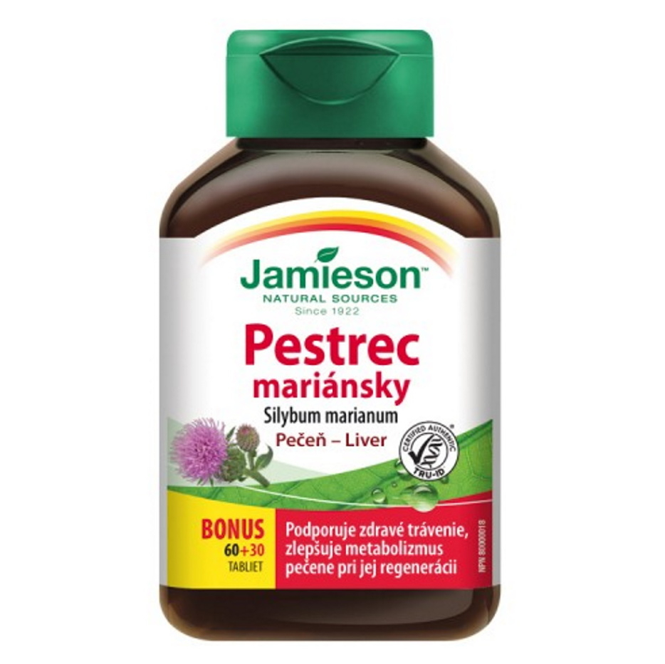 JAMIESON Pestrec mariánsky Silybum marianum 90 kapsúl kúpite na Mojalekaren.sk