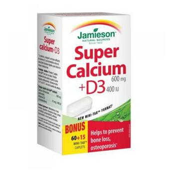 Jamieson Super vápnik s vitamínom D3 600 mg/ 400 IU 60 tabliet