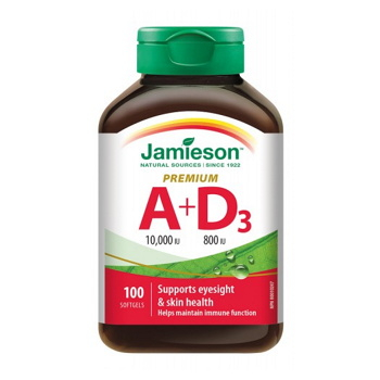 JAMIESON Vitamín A a D3 Premium 10000 IU/ 800 IU 100 kapsúl
