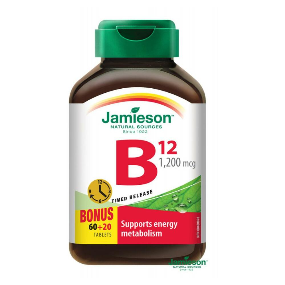 Jamieson B12 1,200 mcg tablety na podporu krvotvorby 80 tbl kúpite na Mojalekaren.sk