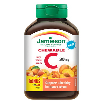 JAMIESON Vitamín C 500 mg tablety na cmúľanie s príchuťou broskyňa 120 tabliet