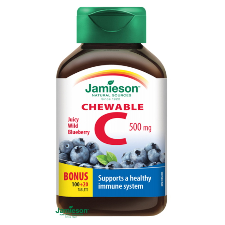JAMIESON Vitamín C 500 mg s príchuťou čučoriedky 120 tabliet na cmúľanie kúpite na Mojalekaren.sk