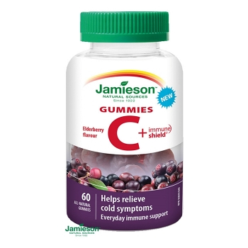 JAMIESON Vitamín C + Immune Shield Gummies s príchuťou bazy 60 pastiliek