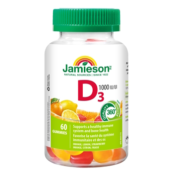 JAMIESON Vitamín D3 1000 IU Gummies 60 želatínových pastiliek (Vitamín D) - Jednozložkové