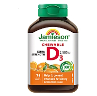 JAMIESON Vitamín D3 2500 IU pomaranč 75 žuvacích tabliet
