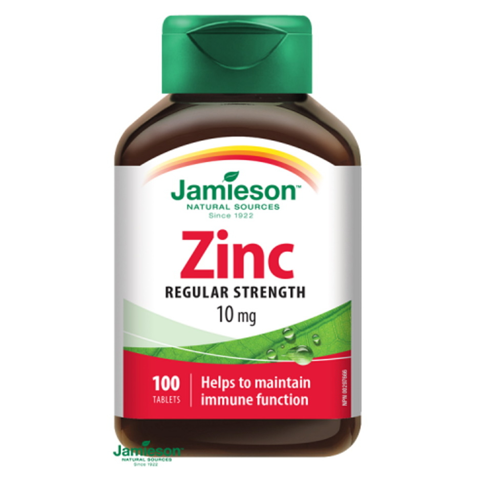Jamieson Zinc 10mg tablety na podporu imunitného systému, pre krásne vlasy, pleť a normálny stav zubov 100 tbl kúpite na Mojalekaren.sk