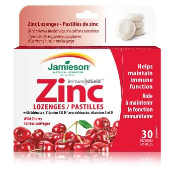 JAMIESON Zinok s echinaceou a vitamínmi C a D3 s príchuťou višne 30 pastiliek