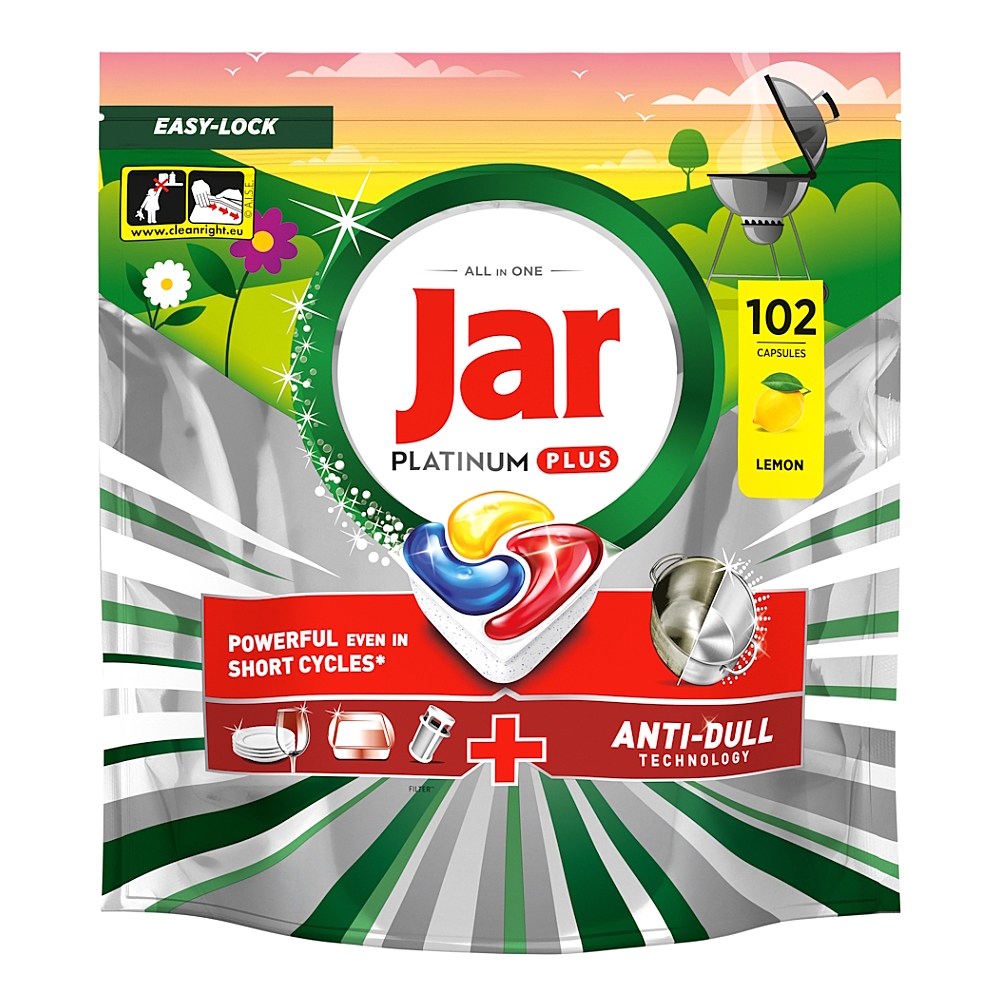JAR Platinum plus Grill kapsule do umývačky 102 kusov