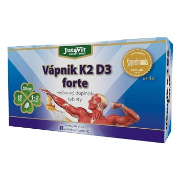 JUTAVIT Vápnik K2 D3 forte 300mg 60 tabliet (Vápnik) - Prírodné - obrázok 2/2