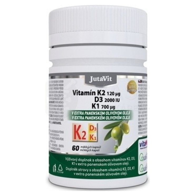 JUTAVIT Vitamín K2 120 µg + D3 2000 IU + K1 700 µg 60 kapsúl kúpite na Mojalekaren.sk