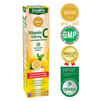 JUTAVIT Vitamín C 1000 mg s príchuťou citróna so sladidlom 20 šumivých tabliet (Vitamín C) - Jednozložkové - obrázok 2/2