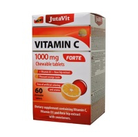 JUTAVIT Vitamín C 1000mg Forte, vitamín D3 2000IU, extrakt zo šípok 25 mg pomarančová príchuť 60 žuvacích tabliet