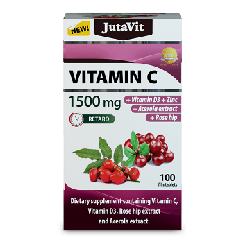 JUTAVIT Vitamín C 1500 mg s vitamínom D3 400IU, zinkom, šípkami a extraktom z aceroly 100 tabliet
