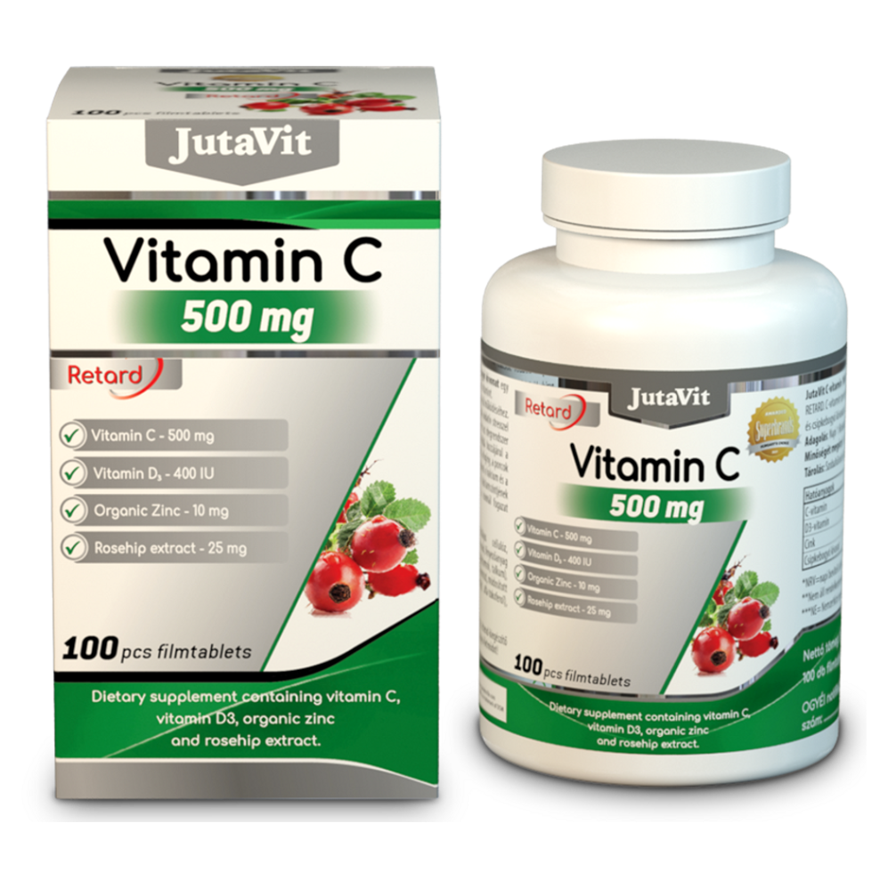 JUTAVIT Vitamín C 500 mg + D3 400 IU + zinok 15 mg s extraktom zo šípok 100 tabliet kúpite na Mojalekaren.sk