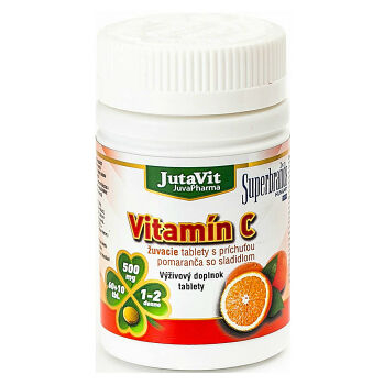 JUTAVIT Vitamín C 500 s príchuťou pomaranča a so sladidlom 60+10 žuvacích tabliet, expirácie