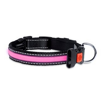 KARLIE FLAMINGO LED nylonový obojok pre psov s USB nabíjaním ružový  66 cm