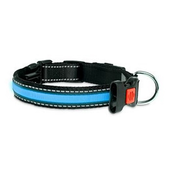 KARLIE FLAMINGO LED nylonový obojok pre psov s USB nabíjaním modrý 66 cm