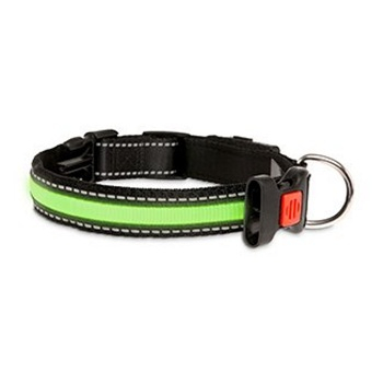 KARLIE FLAMINGO LED nylonový obojok pre psov s USB nabíjaním zelený 66 cm