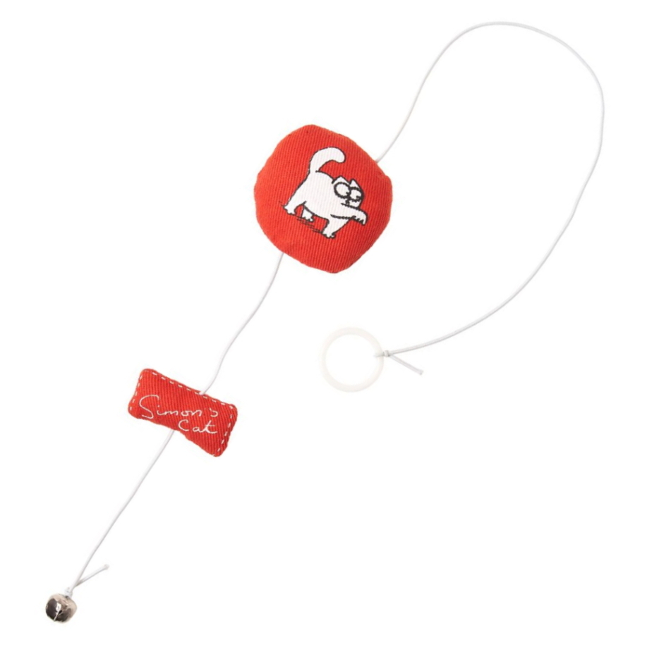 E-shop KARLIE Hračka pre mačky - Simon´s cat červený oválny vankúšik na povrázku krava 6 x 6 x 2 cm