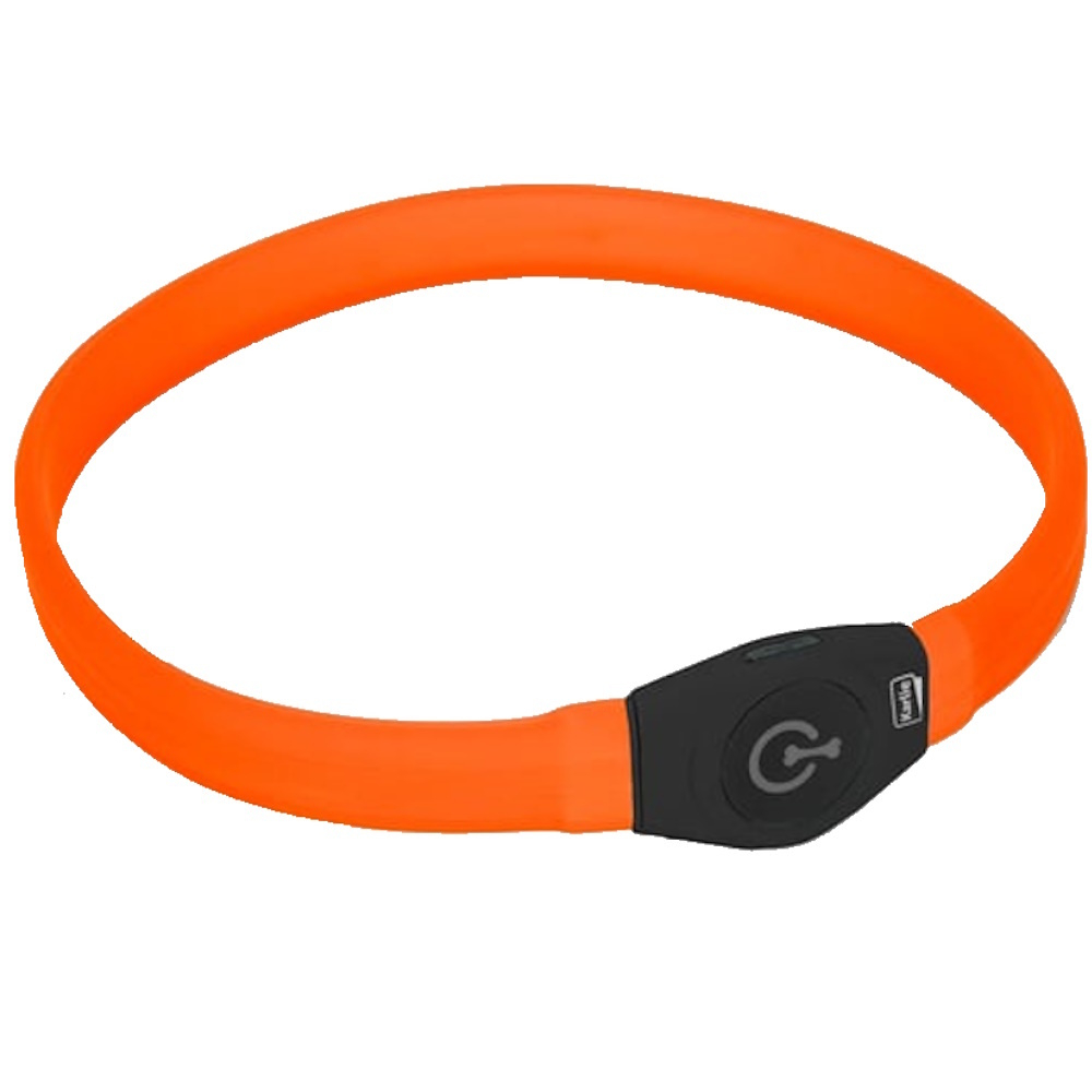 E-shop KARLIE Visio Light LED USB nabíjací obojok pre psov oranžový 65 cm