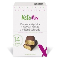 KETOMIX Proteínová tyčinka s príchuťou mandlí v mliečnej čokoláde 14 kusov