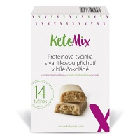 KETOMIX Proteínová tyčinka s vanilkovou príchuťou v bielej čokoláde 14 kusov